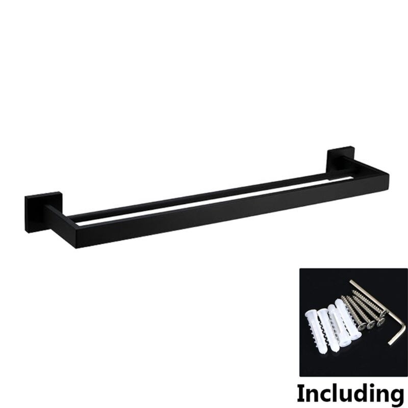Badkamer Dubbele Handdoek Bar Wall Mount, Sus 304 Roestvrij Staal Mat Zwart: A