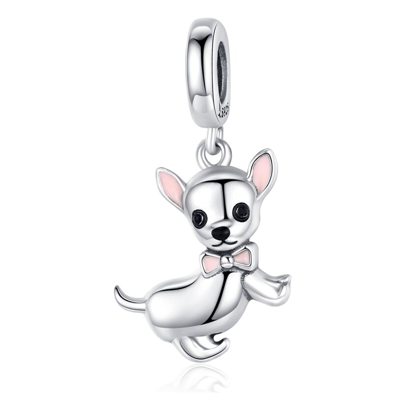 100% 925 Sterling Silber Hund der Geschichte Pudel Welpen Französisch Bulldog Perlen Charme Fit Charms Silber 925 Original armband: CMC1317