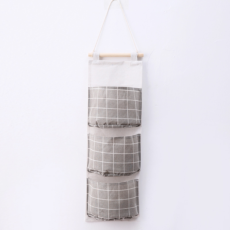 Organizador de guardarropa montado en la pared con patrón de 3 bolsillos, bolsa de almacenamiento de artículos diversos, bolsa de pared colgante de joyería, organizador de juguetes y cosméticos: Gris oscuro