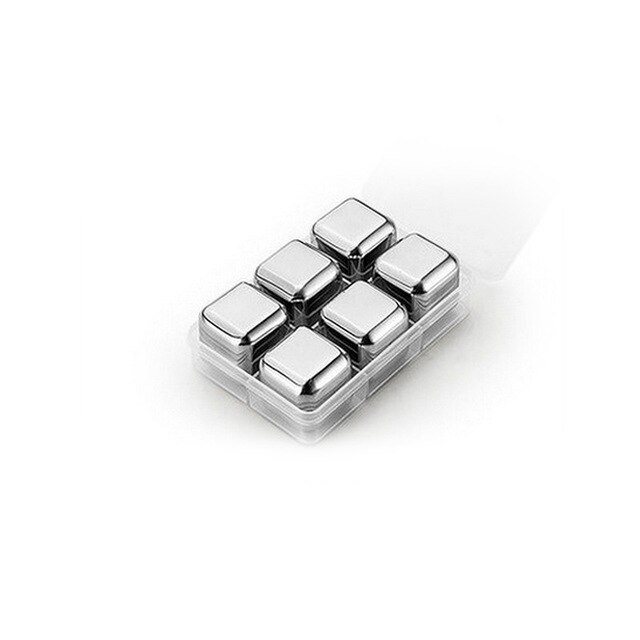 Stainless Steel Ice Cubes Bucket Bar KTV Magic Vodka Whiskey Stone Wine Whisky Beer Cooler Holder Chiller Tool: 6 pcs