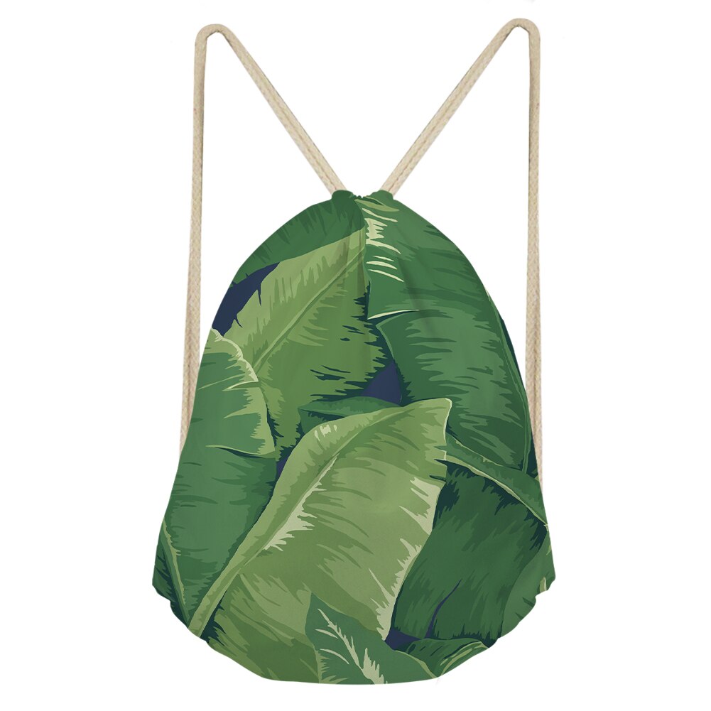 Palm Leaves And Floral Split-leaf Philodendron Drawstring Bag Outdoor Fitness Beam Mouth Backpack Sports Bag Travel Backpack: Multi