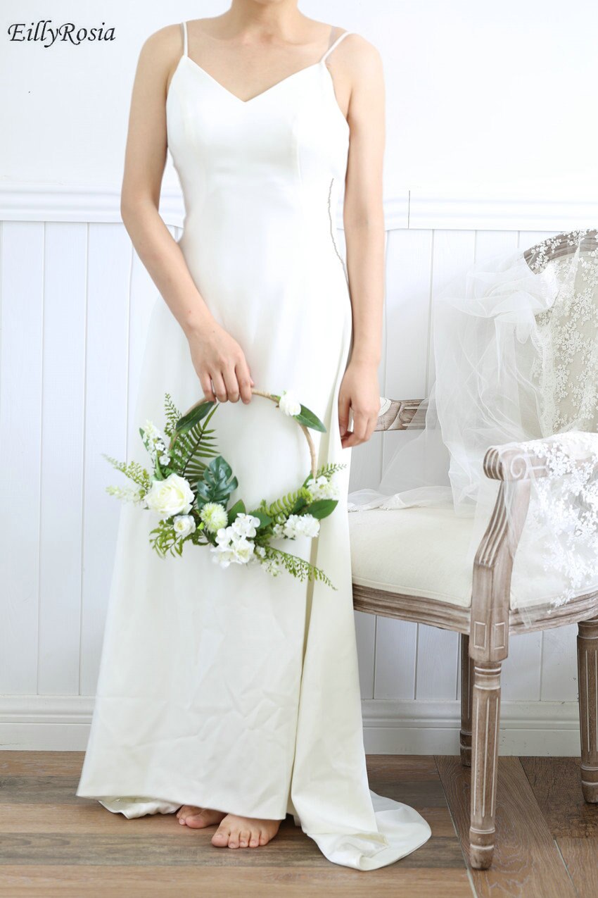 Eillyrosia exclusieve scandinavische ronde clutch krans wit groen eenvoudige bruiloft decoratie windgong bruidsmeisje met bloemen