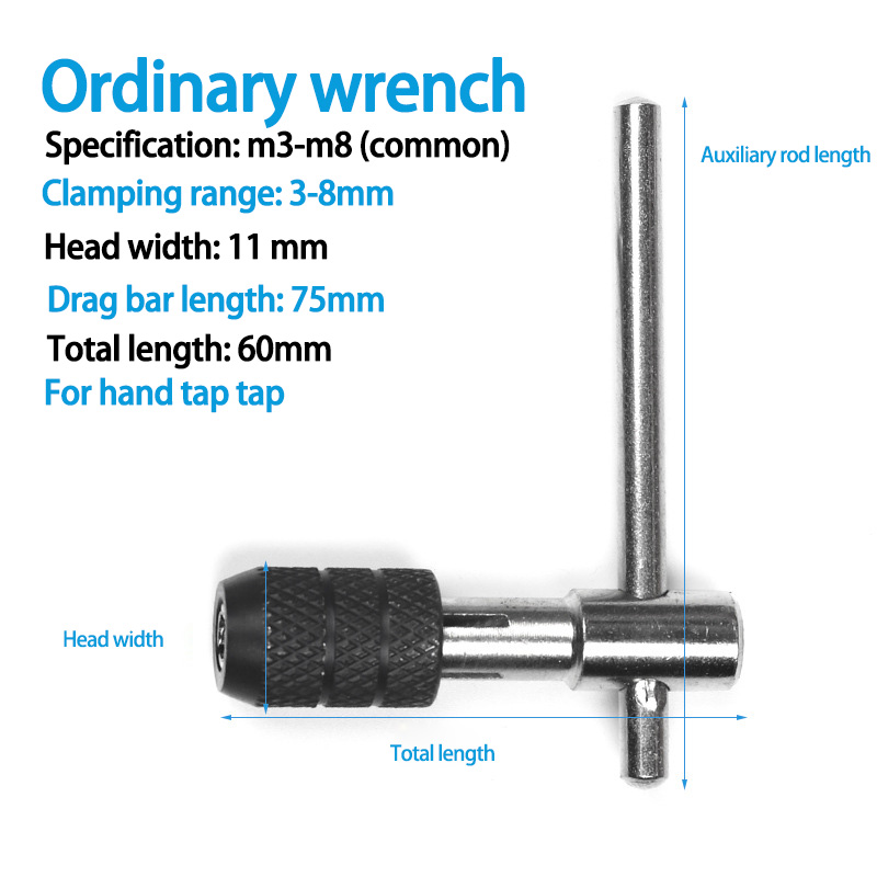 Multi-Use System Tap And Die Combo Hand Tap Wrench Die Setter Set Suit Tapping Threading Tool Fast Tapping Speed Fine Thread: M3-8 wrench