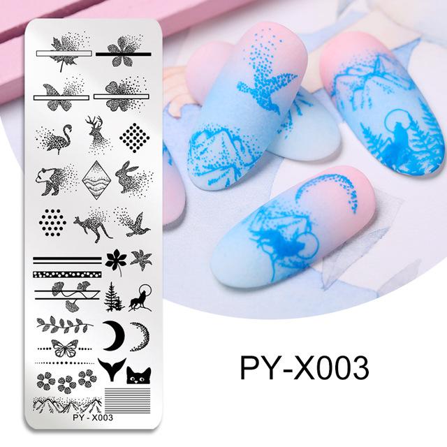 PICT YOU-plantillas para estampado de uñas, plantilla para estampado de uñas con formas geométricas, imagen DIY de hojas de animales para pulir uñas: PYX003