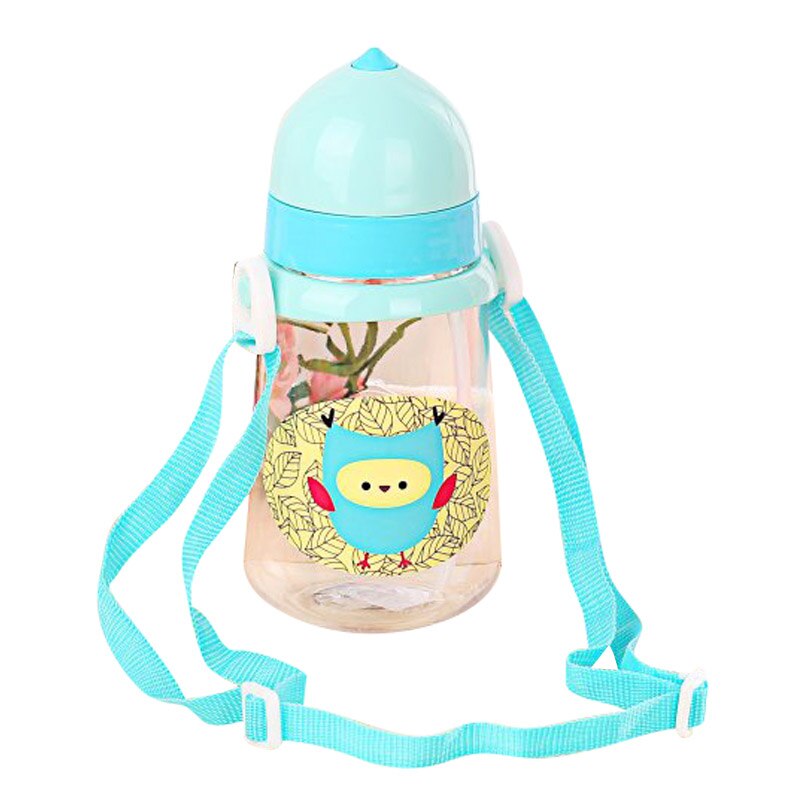 350ml Cartoon Fox Baby Learning Drinking cup Children Lanyard Kettle Baby Sippy Cup Strap Children's Water Cups Straw Bottle: L
