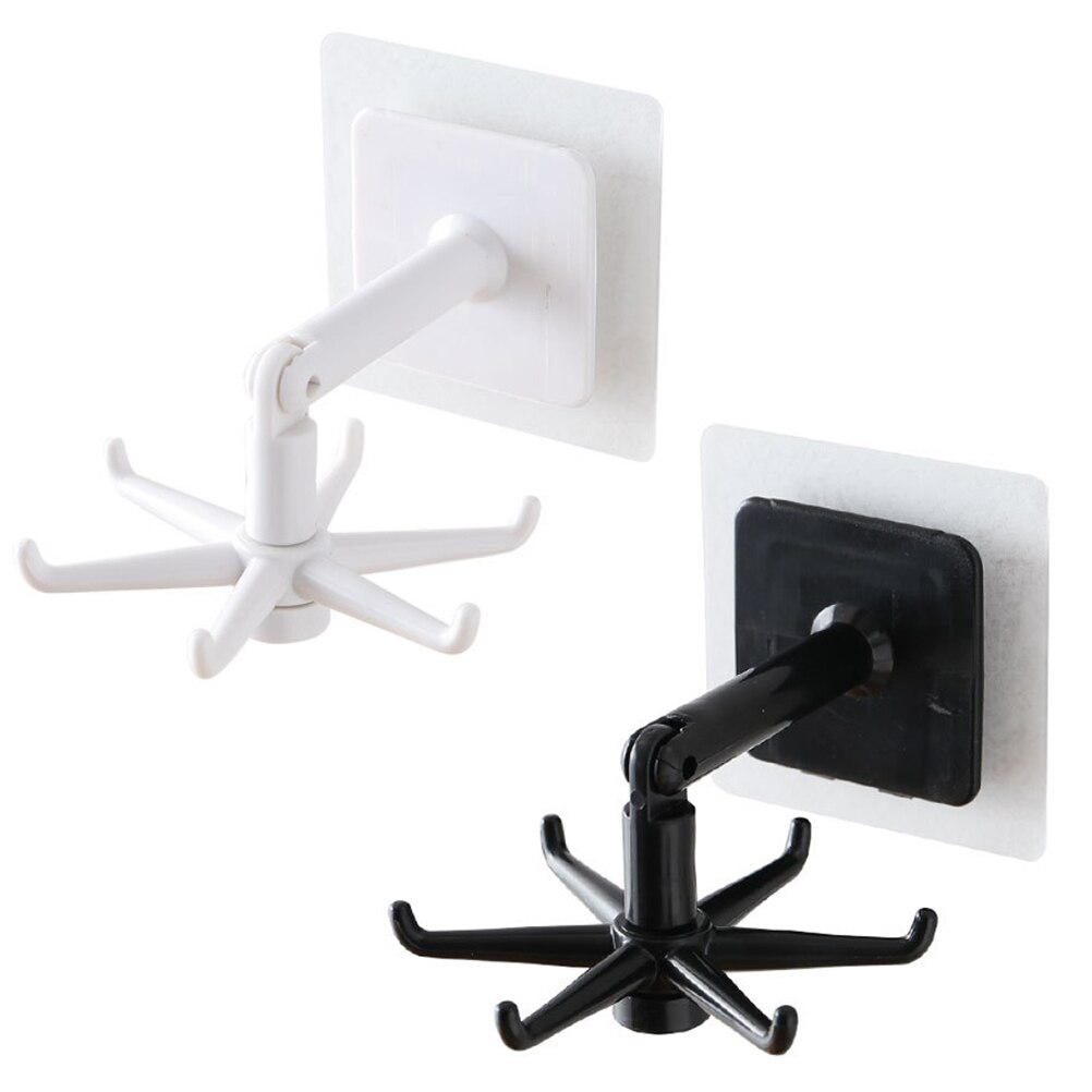 Kitchen Utensil Holder Unpunched Wall Hooks Moisture Proof 360 Degree Swivel Hook Rotating Utensil Hook Holder Kitchen Organize