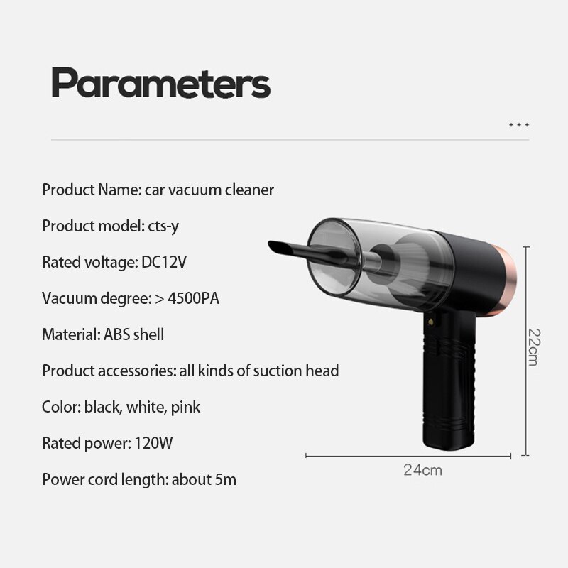 12V 120W Handheld Car Vacuum Cleaner Rechargeable Wet Dry Portable Mini Vacuum Cleaner With LED Light For Home Car Accessories
