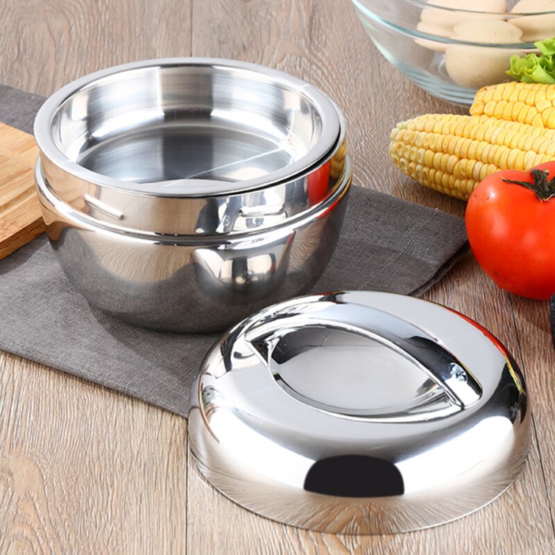 Stainless Steel Mini Double Layer Round Bento Box Thermos/Lunch Box Food Container Lunch Box for Kids Kitchen Food Box