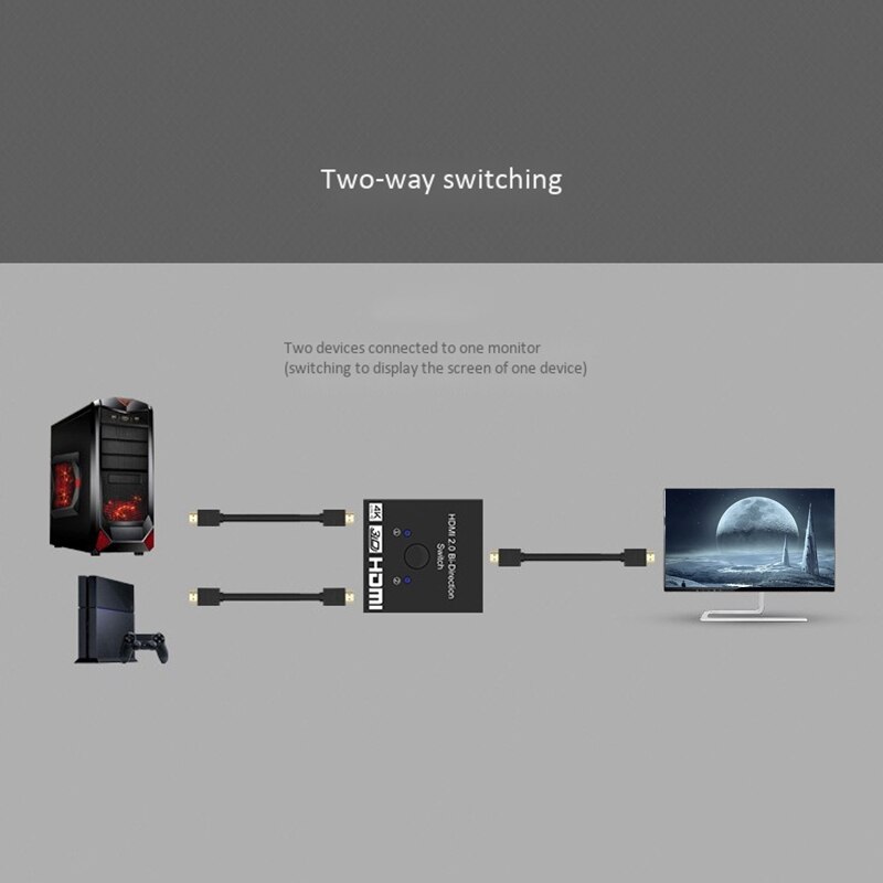 4K HDMI Switch 2 Ports 1X2 / 2X1 HDMI Switcher Splitter Supports Ultra HD 4K 1080P 3D HDR HDCP for PS4 HDTV