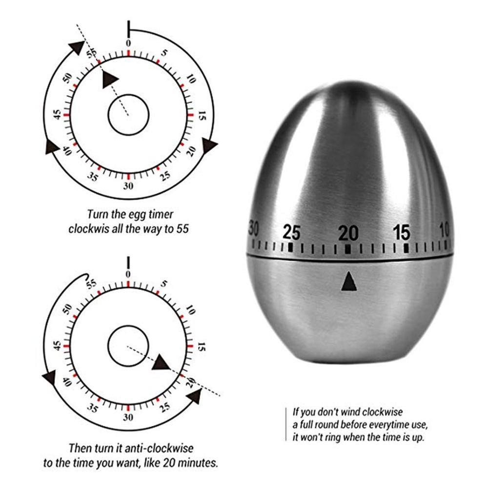 Mechanische Ei Kookwekker Koken Timer Alarm 60 Minuten Rvs Keukengerei Keuken Gadgets Timer