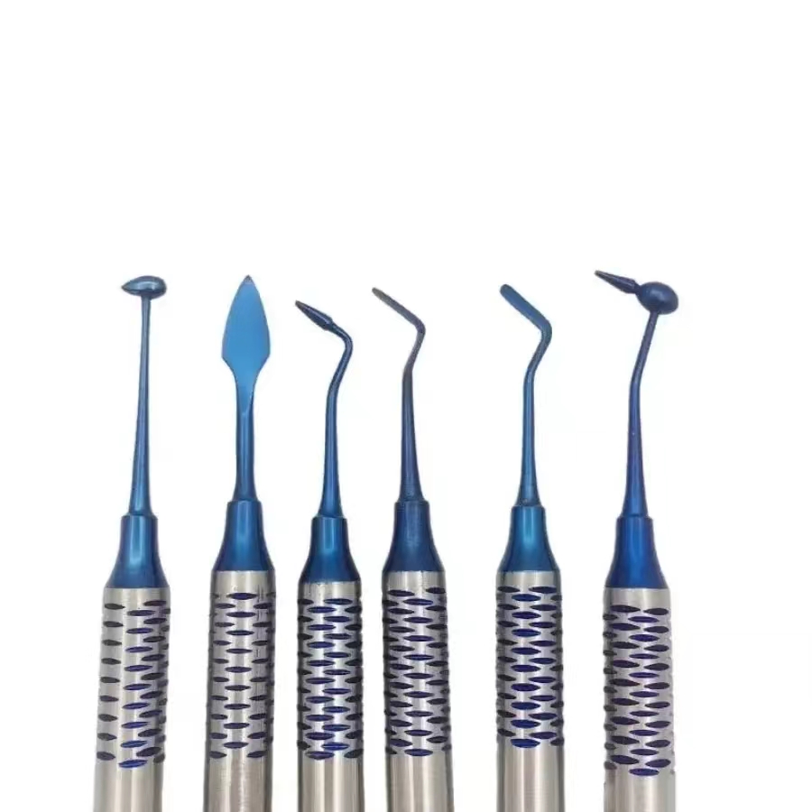 6 teile/satz Zahnkopf Harz Füllstoff Set Dental Composite Harz Füllung Spatel Titan plattiert Griff