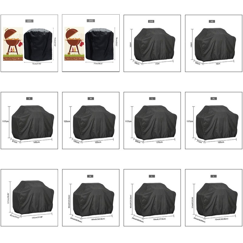 190T 210D Bbq Cover Outdoor Stof Waterdichte Weber Zware Grill Cover Regen Beschermende Outdoor Barbecue Cover Ronde