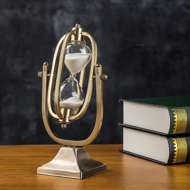 15min Square Frame Simple Hourglass Metal Rotating Hour Glass Office Desktop Decor Kitchen Timer Yoga Sand Clock Xmas Timer