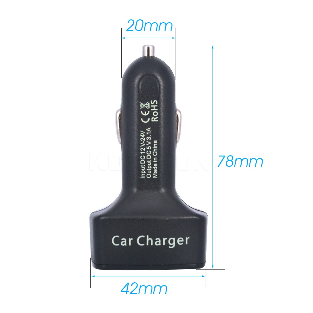 Kebidu 4 in dual-usb-autoladegerät mit  dc 5v 3.1a adapter 1 spannungs-/temperatur-/strommessgerät und digitalem lcd-display
