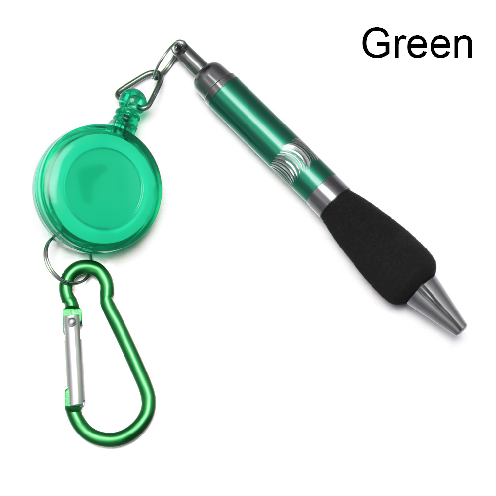 1Pc Metal Retractable Pull Rope Ballpoint Pen Lanyard Key Chain Mountaineering Buckle Stationery Writing Tool School Supplies: Red