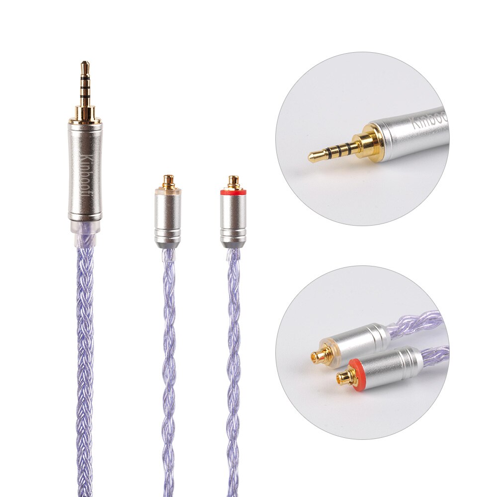 Kinboofi 16- adriges 2.5/3.5/4.4mm hochreines, versilbertes kabel mit mmcx /2- pin/qdc-stecker,  v90 ba5 kz zsx blon bl -03 bl-05: Mmcx 2.5mm