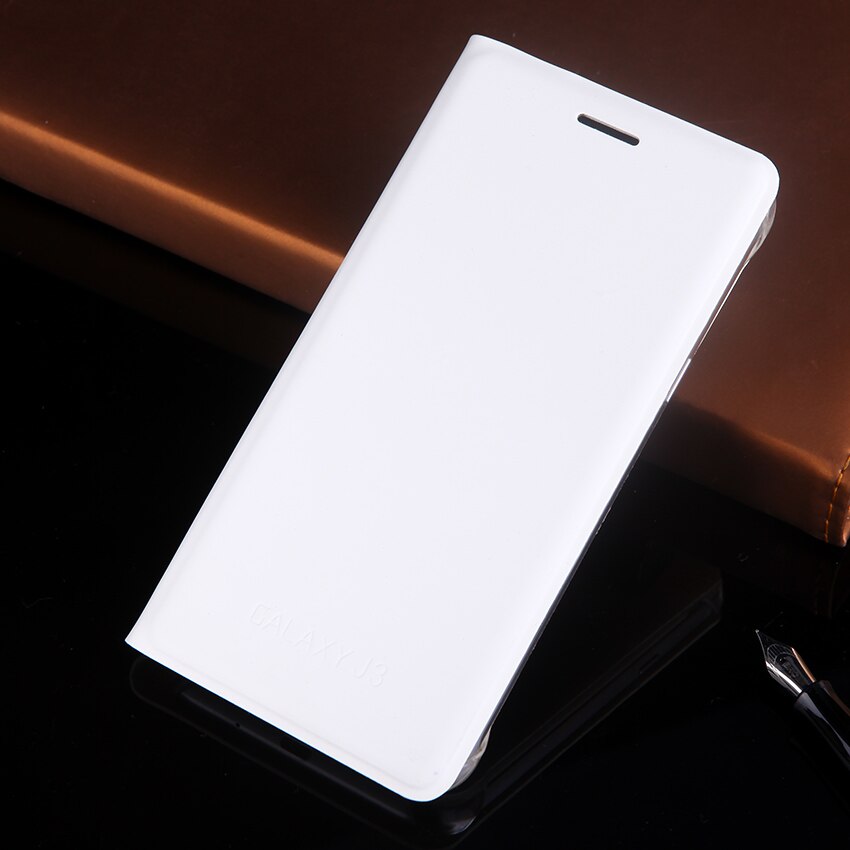 Flip Cover Wallet Leather Phone Case For Samsung Galaxy J3 GalaxyJ3 J 3 SM J320 J320F J320H J320FN SM-J320F SM-J320FN: White