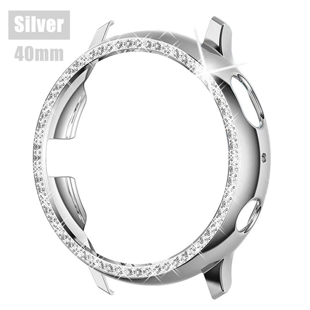 Protective Case For Samsung Galaxy Watch Active 2 40mm/44mm Cover Bumper Accessories Protector Full Coverage Screen Protection: Silver 40mm