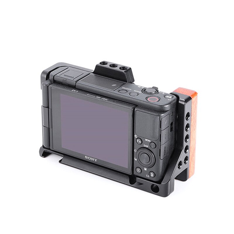 Camera Kooi Beschermende Behuizing Houten Handvat Grip Voor Sony ZV1 Camera Aluminium Camera Kooi Frame Video Stabilizer Mount