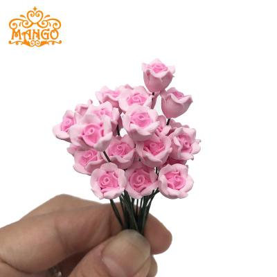 1/12 Dollhouse Miniatura Dell'argilla Del Fiore rose Rosse margherite Gialle Blu orchidea farfalla sacco di 10pcs Fiore: Pink rose 10pcs