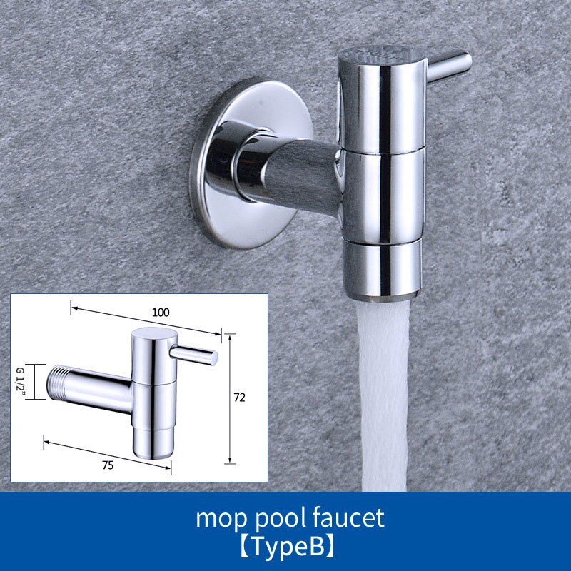Torneira de parede decorativa para jardim, pequena torneira para máquina de lavar água, torneira bibcock: B Type