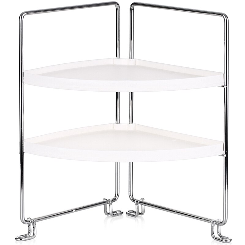 2-Tier Angolo Freestanding Rack di Stoccaggio Impilabile Organizzatore Scaffale per Cucina Bagno Piano di Lavoro di Archiviazione Mobile Del Basamento della Mensola: Default Title