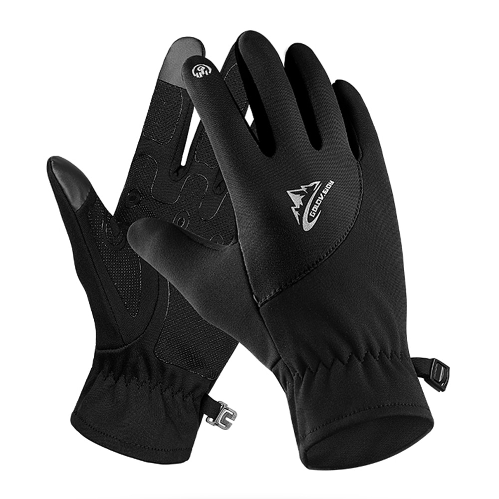 Winter Warme Handschoenen Mannen Vrouwen Sport Handschoenen met Dunne Warme Voering Voor Fietsen Camping Rijden Vissen Bergbeklimmen Skiën: Black / L