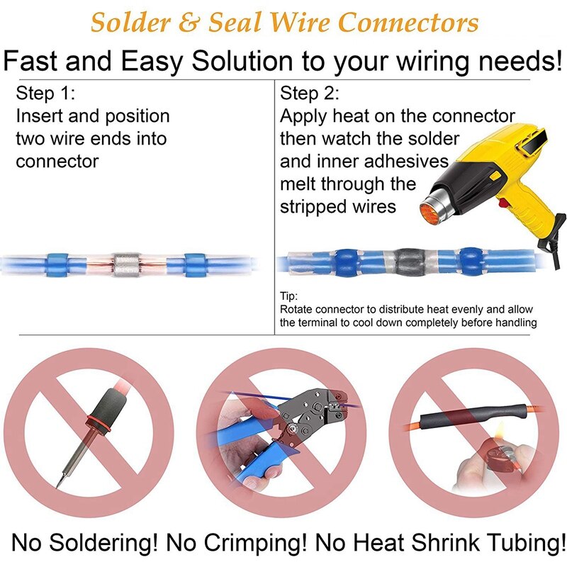 150Pcs Solder Seal Draad Connectors Kit Krimpkous Stootverbinders Waterdicht En Geïsoleerde Elektrische Draad Terminals Waterdicht