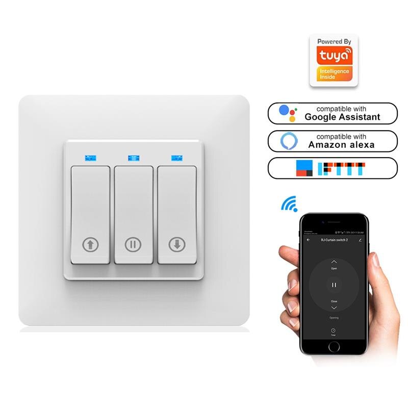 Wifi Smart Press Curtain Switch Voice Control APP Remote Control Mechanical button Smart Curtain Controller With Indicator Light