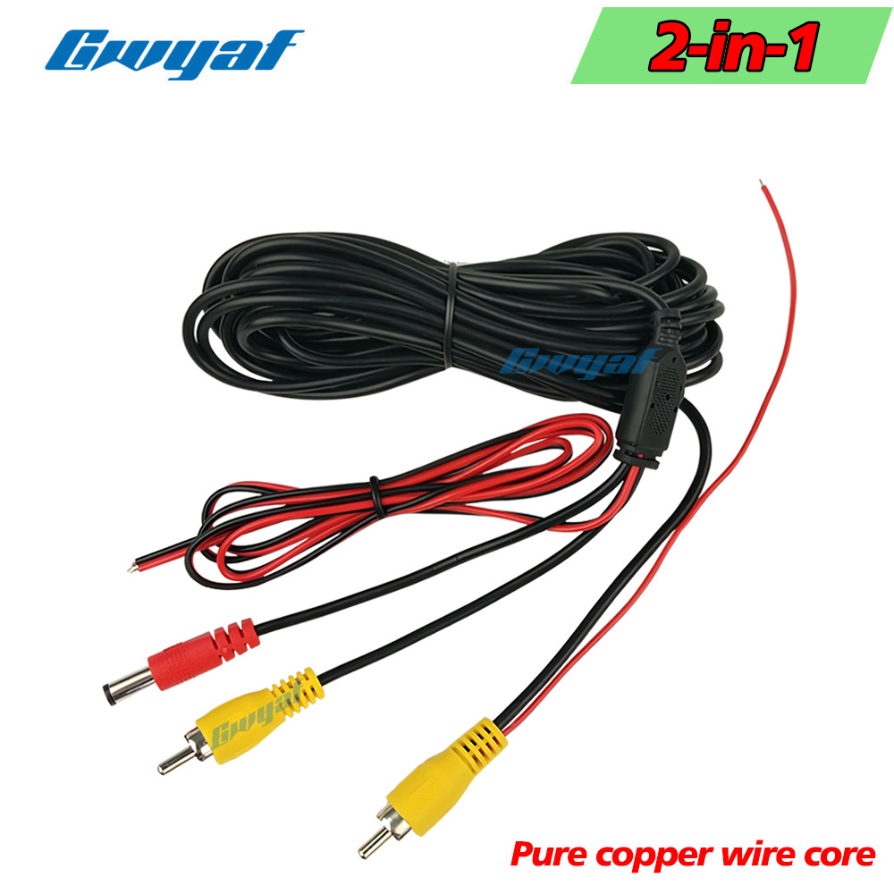 Achteruitrijcamera Videokabel voor Auto Omkeren Parkeren Universele 6M/10M Draad, RCA Video Verlengkabel 2 in 1 Voor Backup Camera
