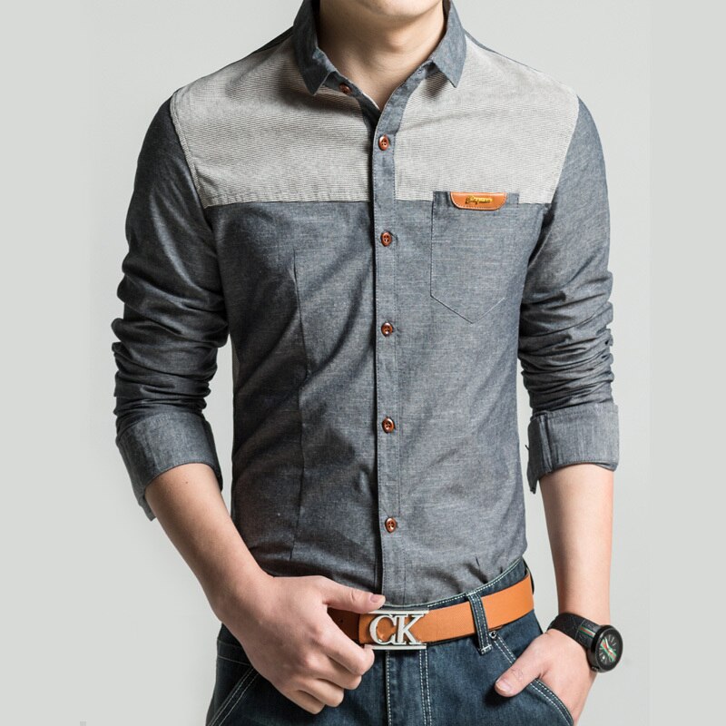 Miacawor original herreskjorte fritidsskjorter slim fit langermet camisa masculina camisa social plus størrelse  c215