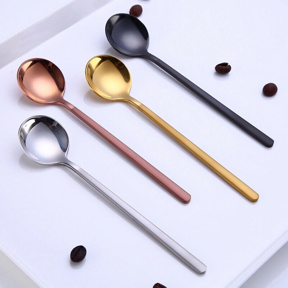 4pcs Tea Spoons Stainless Steel Small Coffee Spoons Gold Tableware Cutlery Unique Gold Small Dessert Spoon