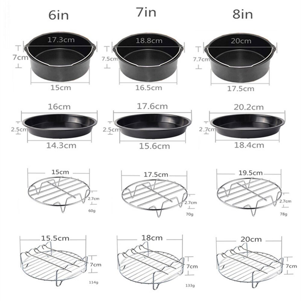 9 Pcs/set 6/7/8 Inch Air Fryer Accessories For Gowise Phillips Cozyna and Secura Fit All Airfryer Kitchen Bakeware Set