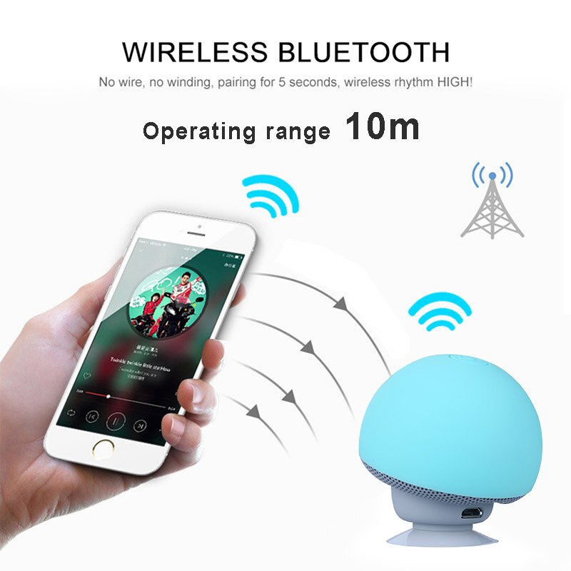 Cute Mini Wireless Bluetooth Speaker Rechargeable MP3 Player with Mic Waterproof Portable Stereo Bluetooth Mushroom For Phone PC