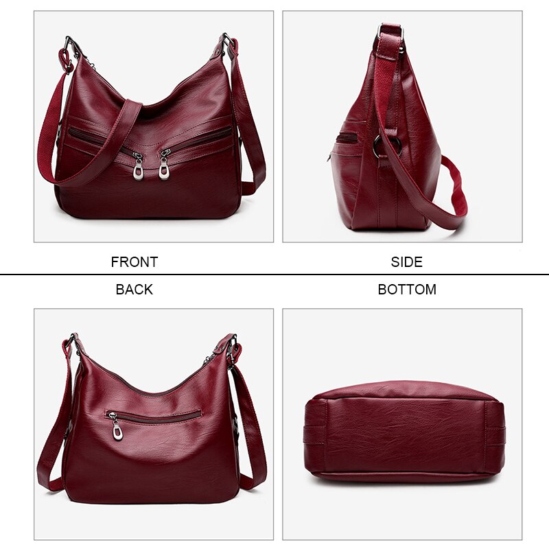 Zachte Crossbody Tassen Voor Vrouwen Pu Lederen Handtassen Vrouwen Tas Vrouwen Messenger Bags Dubbele Rits Handtassen