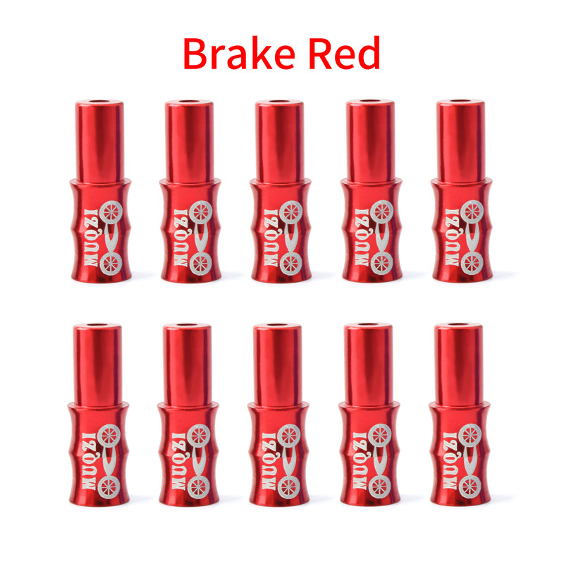 Muqzi 10 Stuks Kabel Cap Fiets Brake Cable End Cap Shift Draad End Cap 4Mm 5Mm Aluminium mountain Road Fiets Behuizing Onderdelen: Red Brake