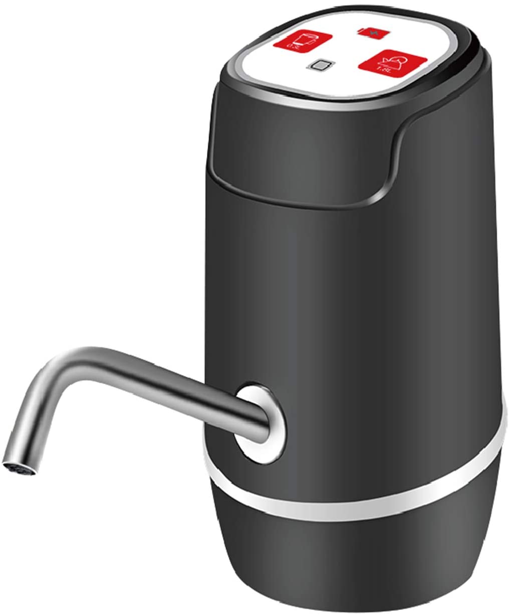 EASYSPEED, DISPENSADOR DE Agua con luz, ELECTRICO Y PORTATIL para BOTELLONES DE 5,8,10,12,13 Y 20 litros (Negro): negro con medidor
