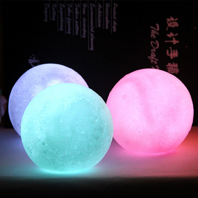 Moon Lamp 4 Color 3D LED White Blue Pink Yellow Night For Kids