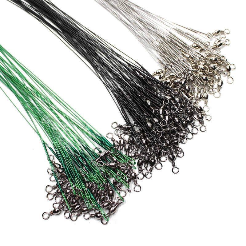 20Pcs Anti Bite Staal Vislijn Staaldraad Leider Met Swivel Vissen Accessoire Lood Core Leash Vissen Draad 15cm 20Cm 30Cm