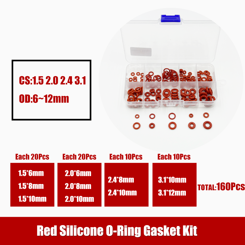 O-squillare in silicone rosso spessore 1.5/2/2.4/3.1mm kit guarnizioni per rondella di tenuta VMQ con isolamento ad alta temperatura resistente tutto'olio impermeabile: Luce Verde