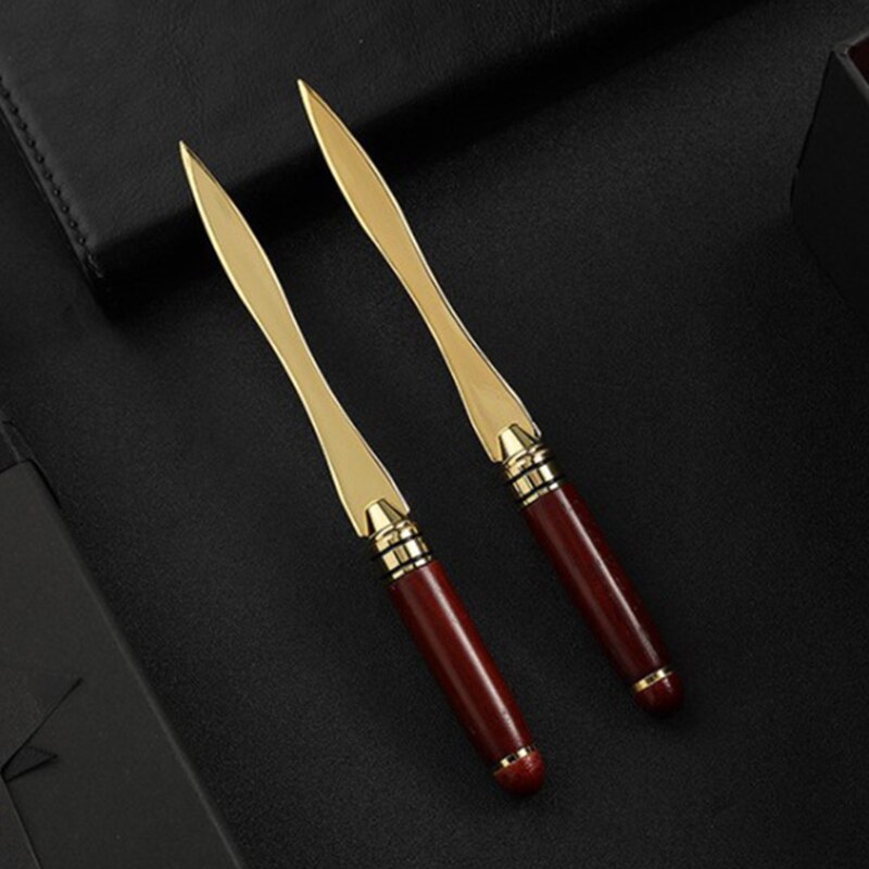 Wood Handle Letter Opener Stainless Steel Letter Opening Cut Paper Split File Envelopes for School Student Stationery