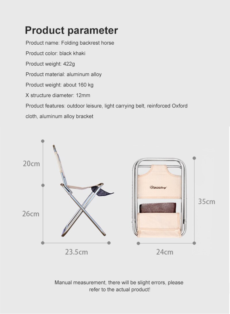 Aluminium Klapstoel Terug Vouwen Paard Getrokken Stoel Draagbare Vissen Kruk Outdoor