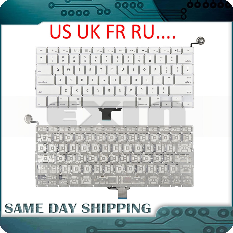 A1342 Keyboard US USA English UK French Russian Keyboards for Apple Macbook 13" inch Unibody White A1342 US Keyboard Year