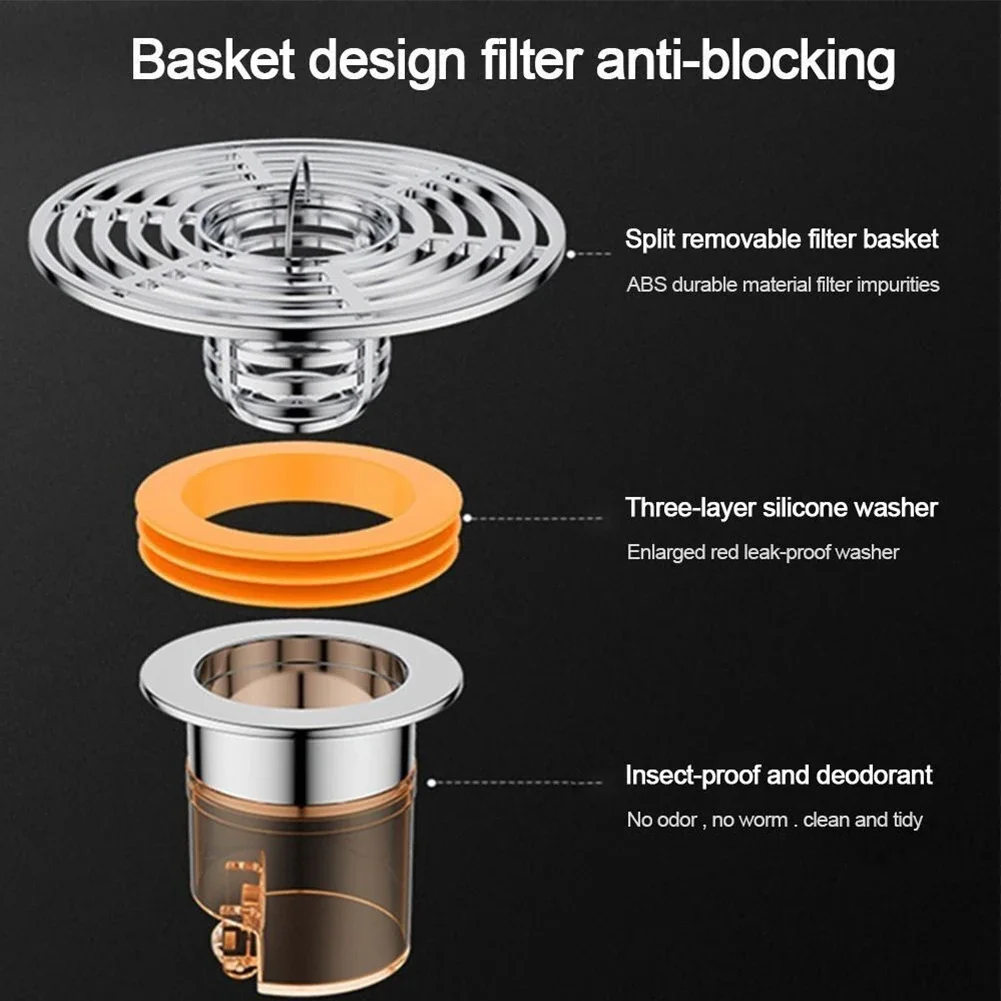 Drain trap Bath Shower Floor Strainer Cover Plug Trap One-Way Drain Valve Toilet Insect Prevention Deodorant Sewer Strainer