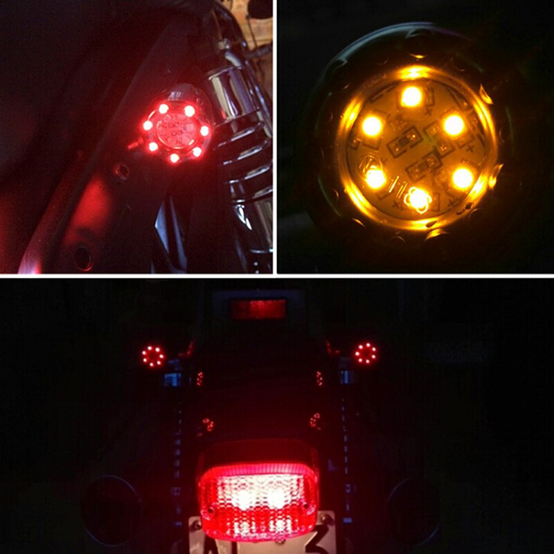 12V 13 indicateur LED Rouge Jaune 7.5*6*3.5cm 1pc Moto Clignotant feu stop