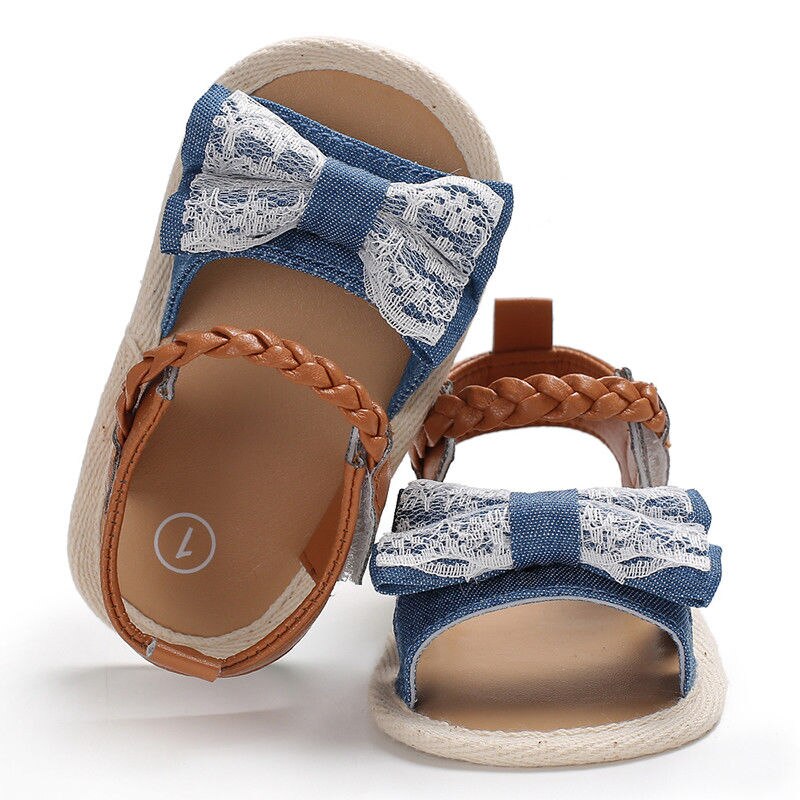 Peuter Meisje Baby Boog-Knoop Sandalen Zomer Canvas Baby Schoenen Prewalker 0-18M