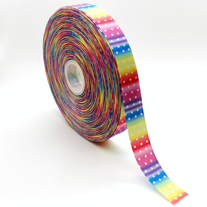 5 meter regenboog cartoon lint grosgrain 25mm doe-het-zelf handgemaakte linten voor haaraccessoires knutselen aangepaste lintdecoratie naaien: Regenboog -1 / 25mm