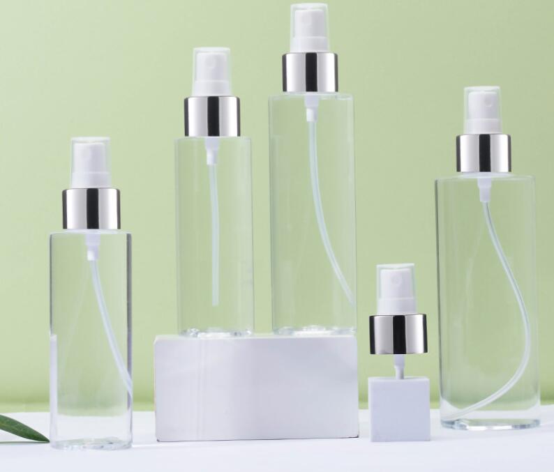 12pcs 100ml-250ml Plastic Spray Bottle for Alcohol Vinegar Sprayer Cylinder Bottle, White With Fine Mist Sprayer And Over cap