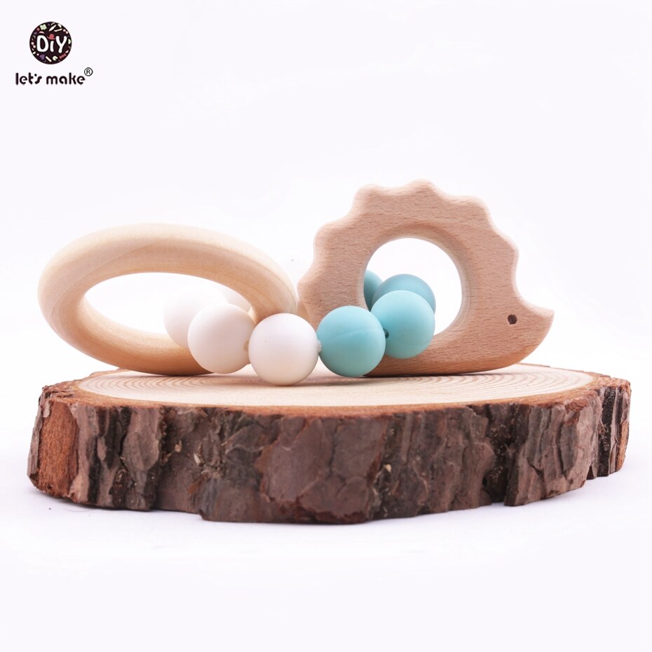 Bijtringen houten speelgoed dierenvormige sieraden bijtringen voor baby's organische houten siliconen kralen baby rammelaar kinderwagen accessoires speelgoed
