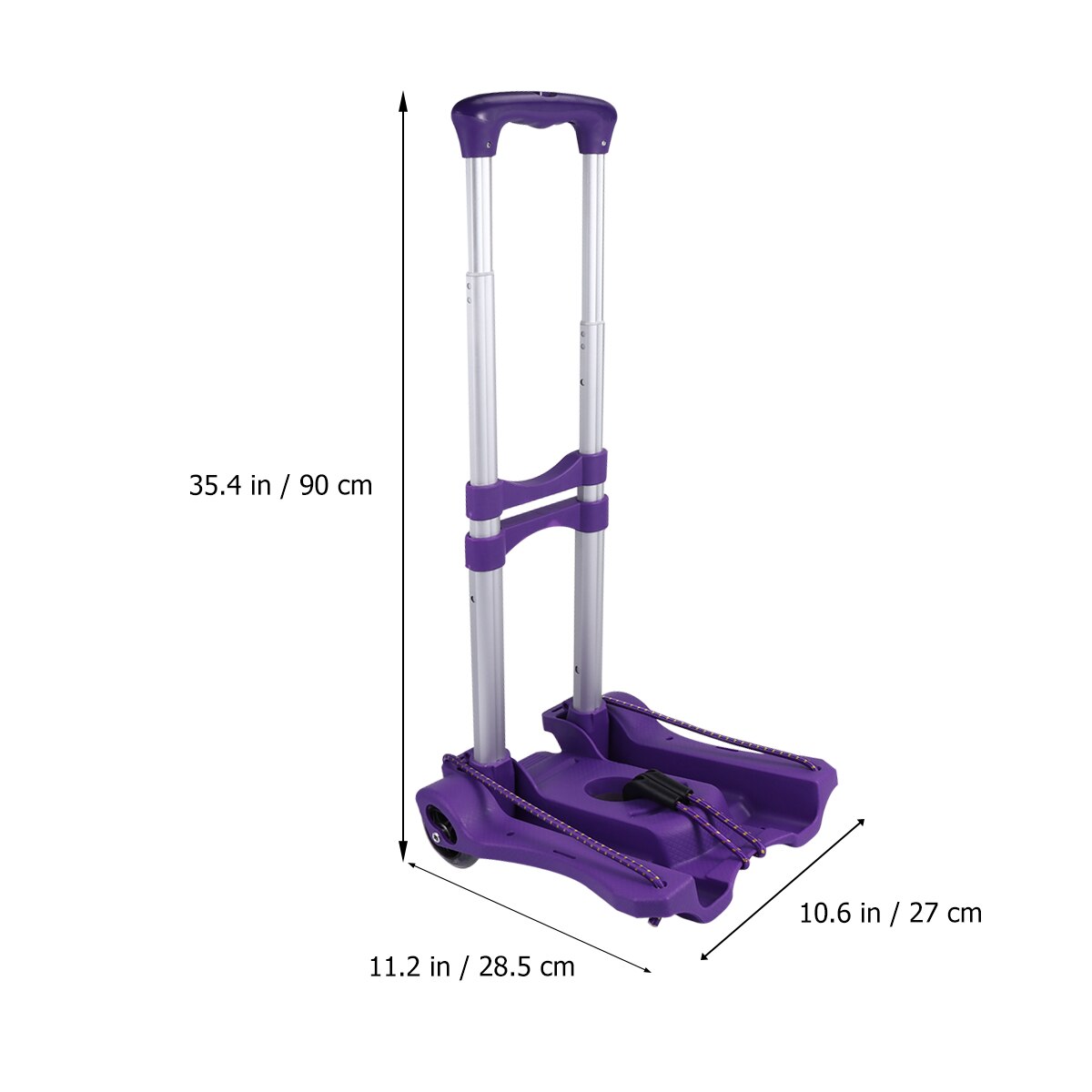 1Pcs Folding Aluminum Alloy Trolley Case Hand Cart Plastic Heavy Storage Box Purple Thicken and Mute for Two Rounds A35